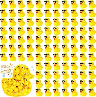 Qunclay 200 Pcs Mini Resin Duck with Sunglasses Bulk Tiny Yellow Duck Figures Miniature Duck Figures Ornament DIY Charms for Micro Fairy Garden Landscape Aquarium Dollhouse Potted Plants Decor
