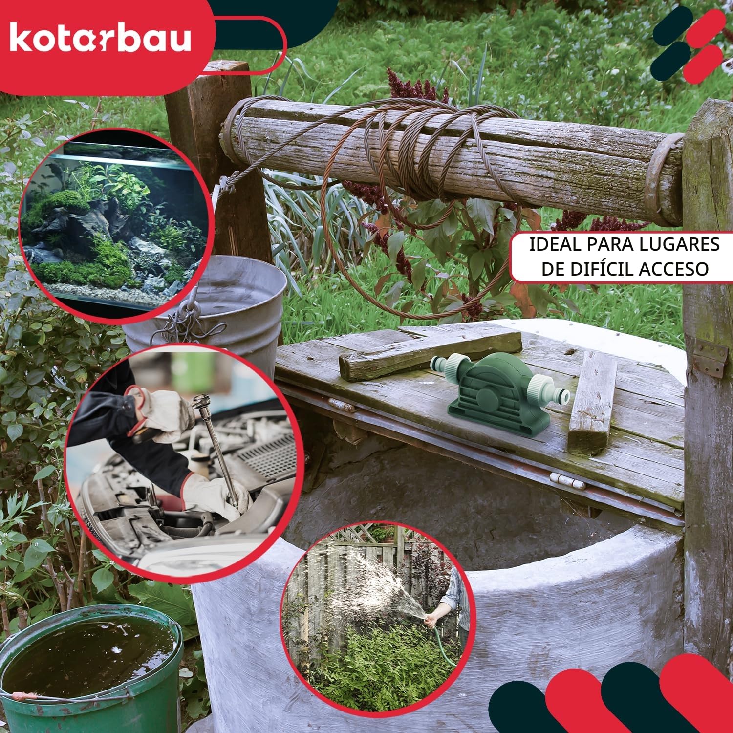 KOTARBAU® Bomba para Taladro hasta 4200 ml/min, Dispositivo para bombear Agua y líquidos, Bomba de trasvase de cobmbustibles, gasoil, Aceite, Bomba de Taladro, Bomba para vaciar, Bomba para trasvasar