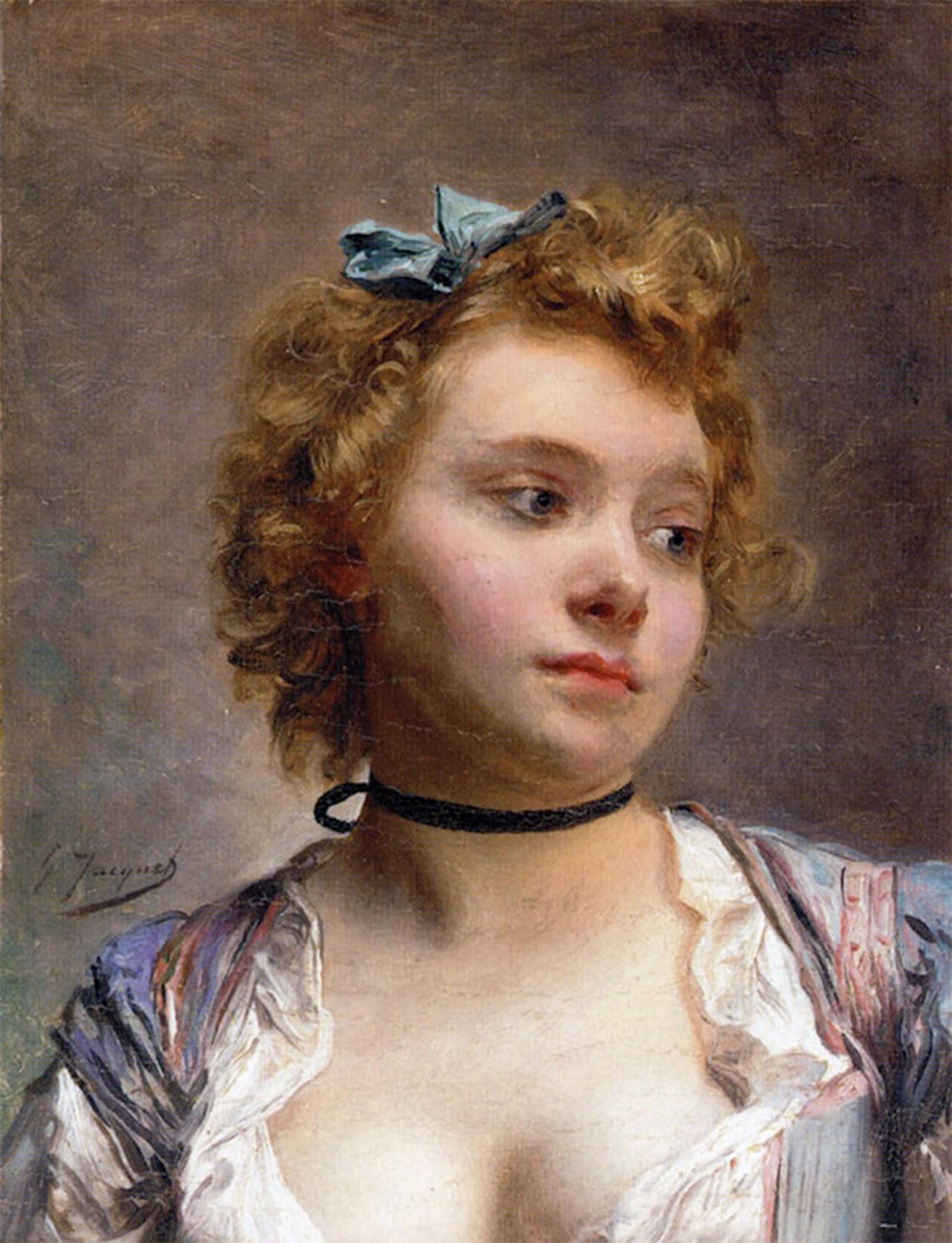 ARTXLXXBN Famous Prints Artwork Pictures Poster Painting Art Portrait of the Artist's Wife by Gustave Jean Jacquet Artwork Landscape Pictures for Home Decor 60x90cm