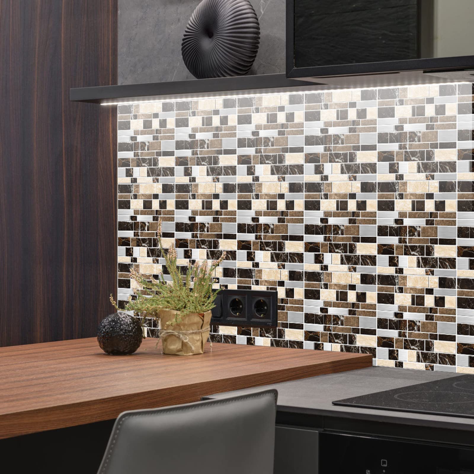 Piastrelle Adesive Cucina Modello Di Marmo Marrone Pavimento pvc Adesivo Mobili Decorazioni Piastrelle Adesive Bagno Impermeabile Resistenza all'olio Mattonelle Adesive