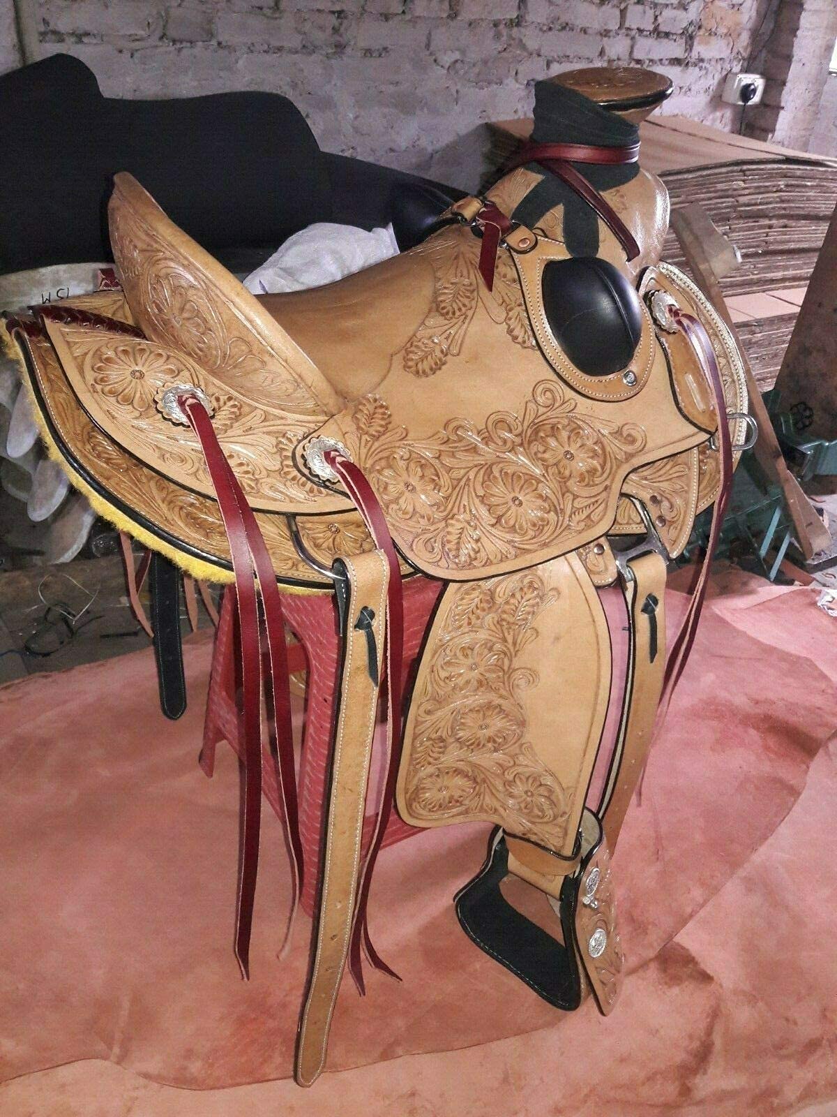 Equestrian Universe Western Heavy Duty Wade Ranch Roper Sella con Testa Stallo Collare