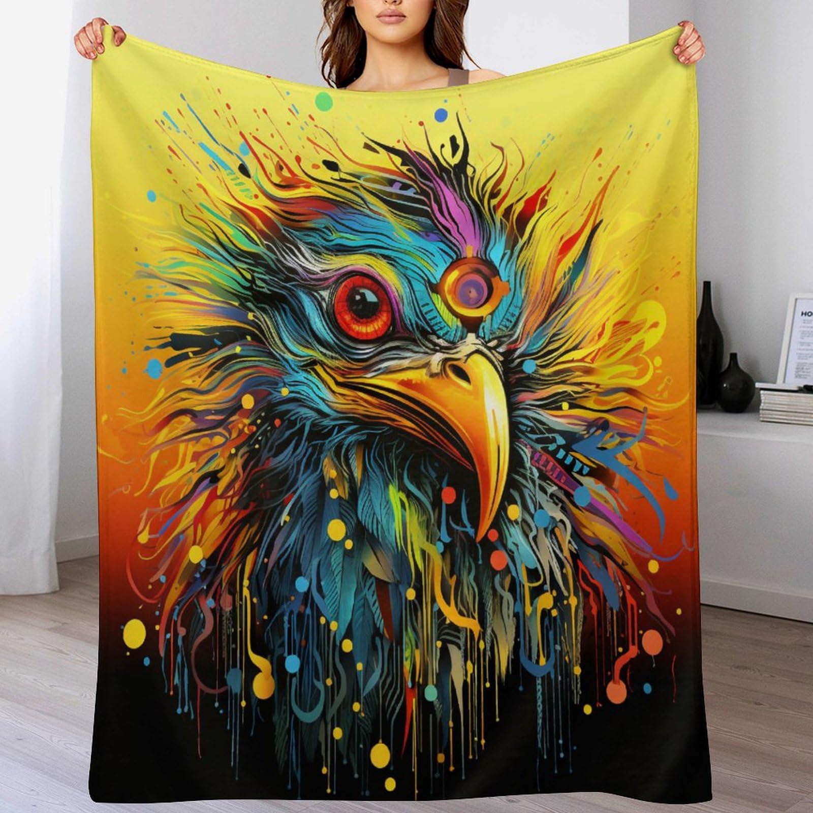 Couverture polaire colorée motif aigle le cadeau idéal en flannel douce