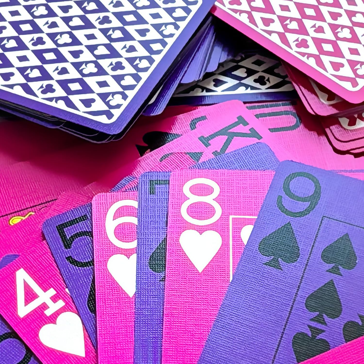 Pink and Purple Playing Cards, Playing Cards 2 Pack (1 Pink + 1 Purple), Large Print Index Poker Deck for Family Game Nights, Color Enthusiast Collection & Entertainment