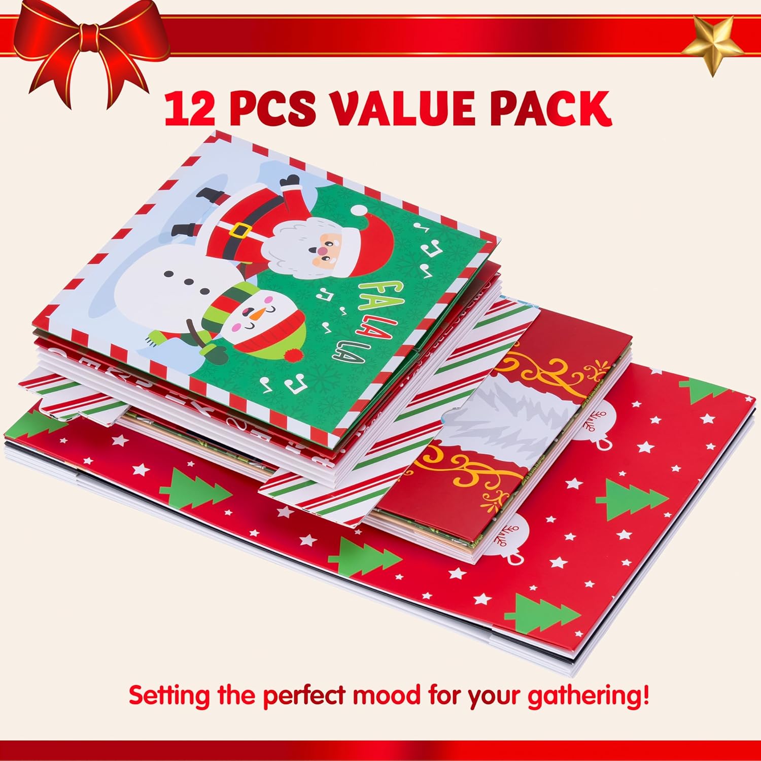 JOYIN 12 PCS Christmas Shirt Gift Boxes with Lids for Presents, Large Robe Cardboard Boxes, Xmas Theme Decorative Box for Clothes, Birthday Holiday Wedding Gift Wrapping Decor, Hat, Sweater and Coat