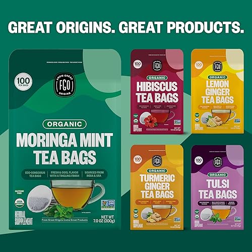 Vista 34 de FGO Té de menta orgánico, 100 unidades, bolsitas de té ecológicas, sin cafeína, el embalaje puede variar (paquete de 1)