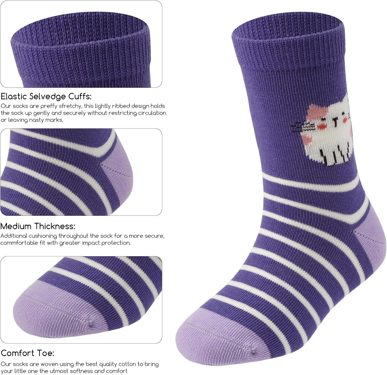 Girls Fun athletic Socks Bright Colors Pack of 5 - Image 7