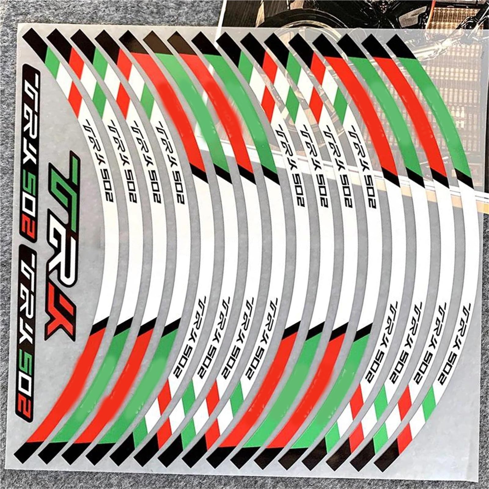 Decorative Stickers 17'' 17inch Motorcycle Racing Rim Strips Stickers Motorbike Wheel Hub Reflective Decal Accessorie for Benelli TRK 502(Green)