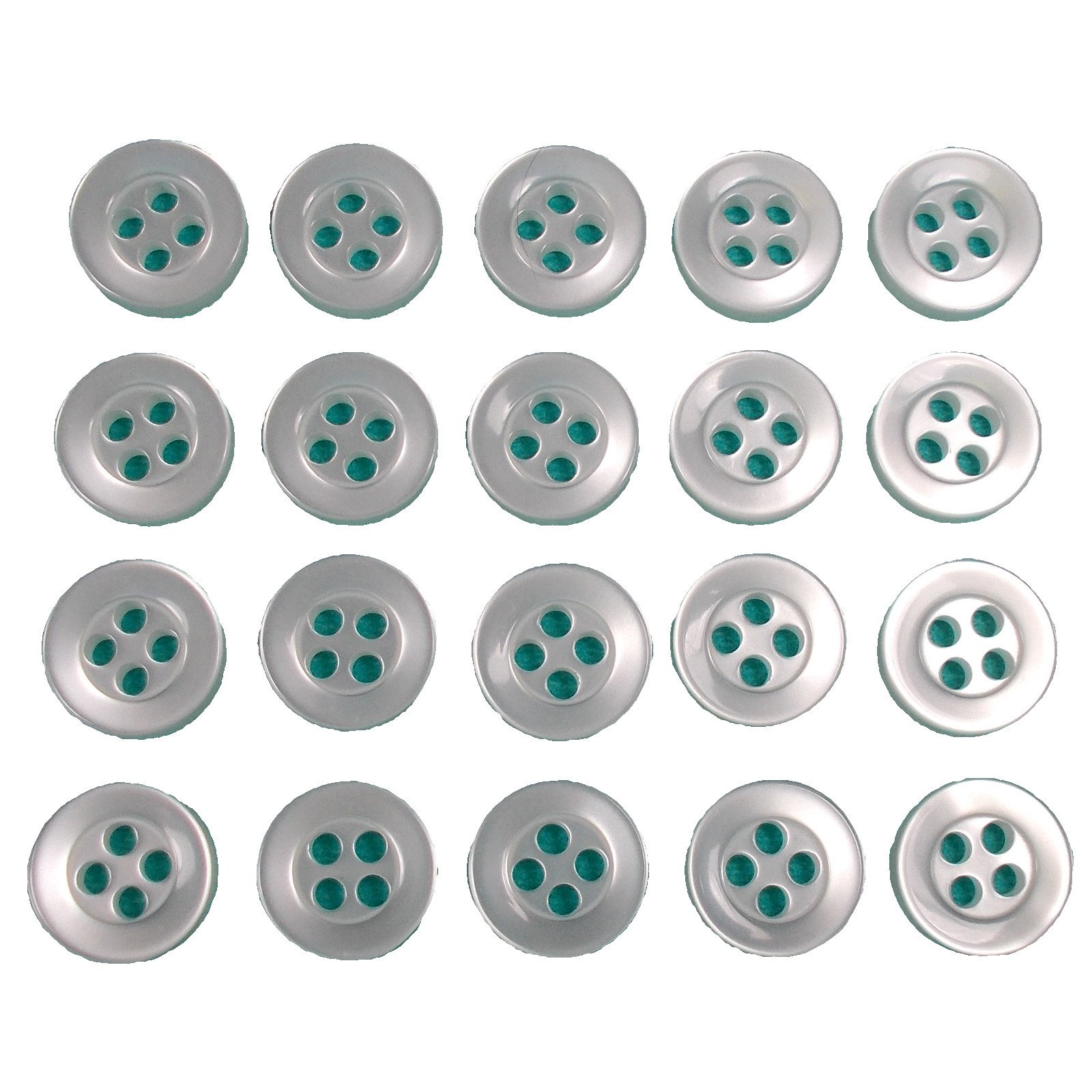 Basic Shirt Buttons 4 Hole Round Pack of 20 (10mm, White)