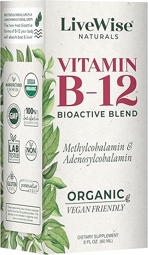 Miniatura 6 de Vitamina líquida B12 sublingual  Gotas de vitamina líquida vegana B12 totalmente naturales  Suplemento de metilcobalamina de adenosilcobalamina B12