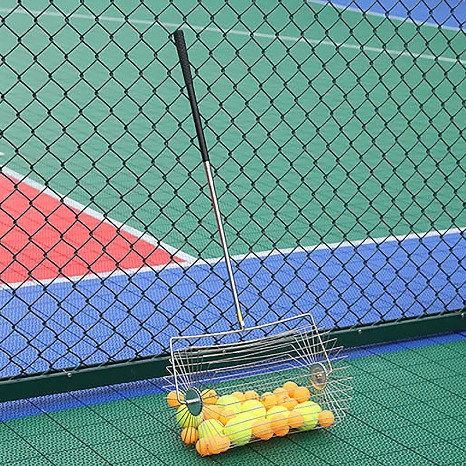 Rullo raccogli-palline da tennis, multifunzione, regolabile in altezza 43-122 cm, adatto per parchi, sessioni di pratica personale