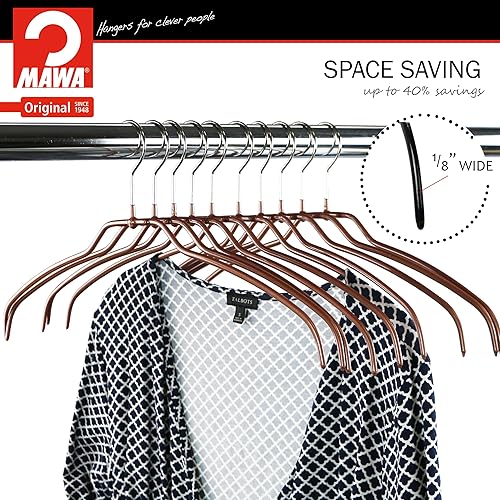 Miniatura 2 de Mawa by Reston Lloyd Silhouette - Percha de camisa antideslizante que ahorra espacio, estilo 42 pies, cobre