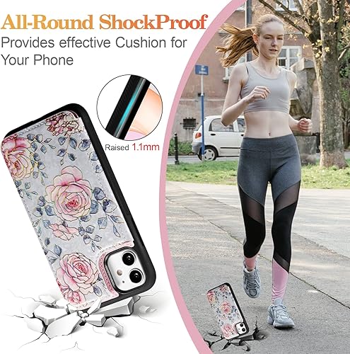 Miniatura 204 de UEEBAI Funda tipo cartera para iPhone 15 Pro Max con tarjetero, cubierta de cuero PU con soporte, bloqueo RFID, doble cierre magnético, relieve de