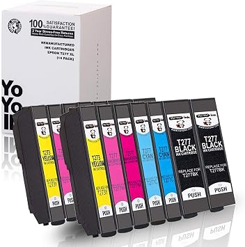 Remanufactured Printer Ink Cartridges Replacement for Epson T277XL 277 XL 4 Black 1 Cyan 2 Magenta 2 Yellow 2 Light Cyan 2 Light Magenta, 14-Pack