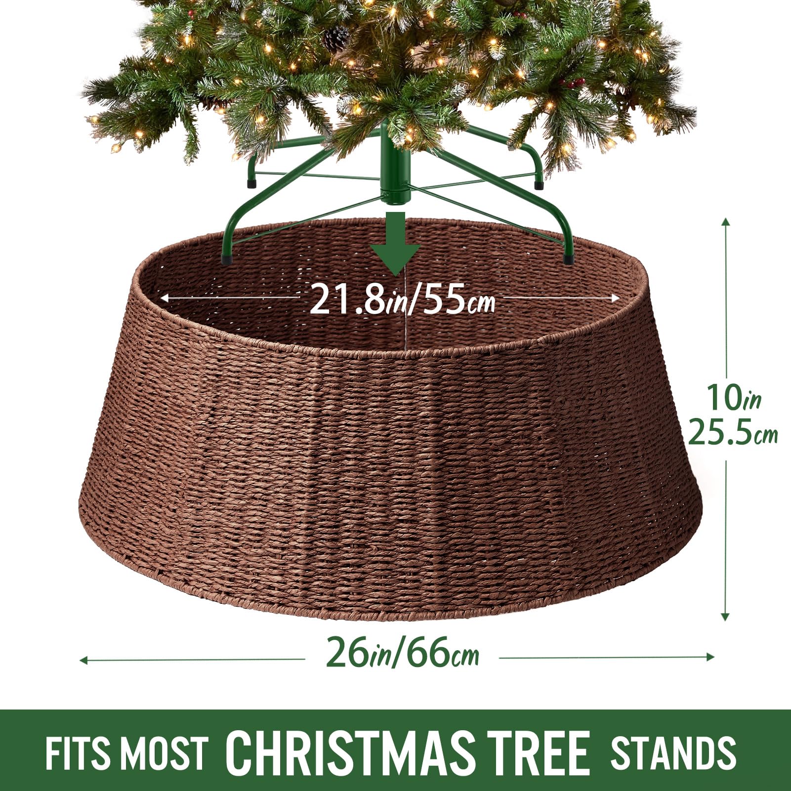 Hommtina Christmas Tree Collar,Christmas Tree Base Christmas Tree Basket Collar for Home, Living Room,for Covering Tree Stand (Brown)