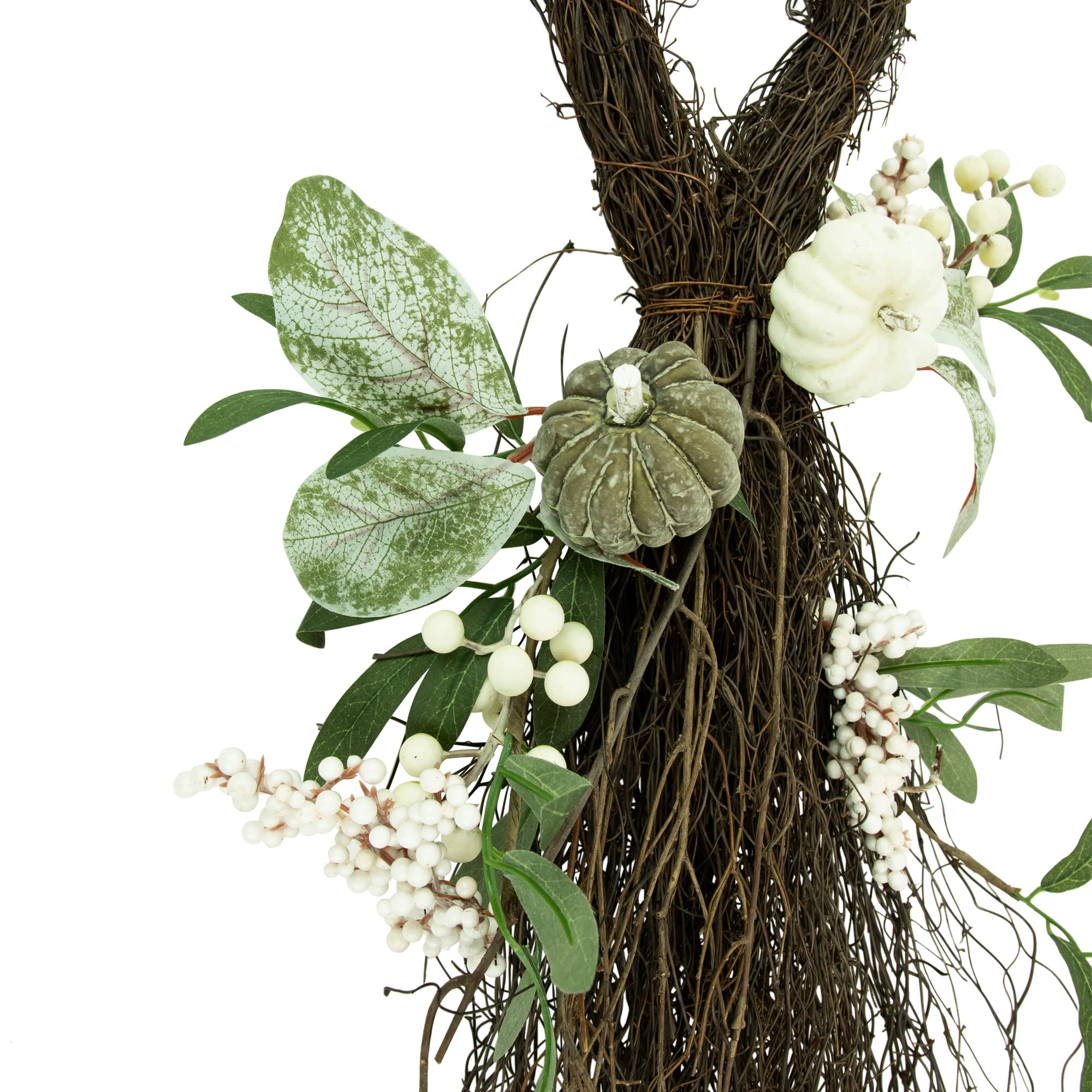 Northlight Pumpkins and Berries Artificial Fall Harvest Twig Teardrop Swag, 24