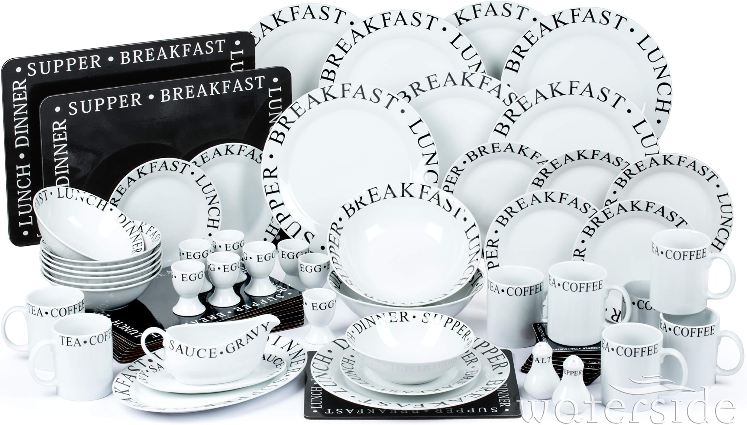 Script 65 Piece Dinner Set - Black