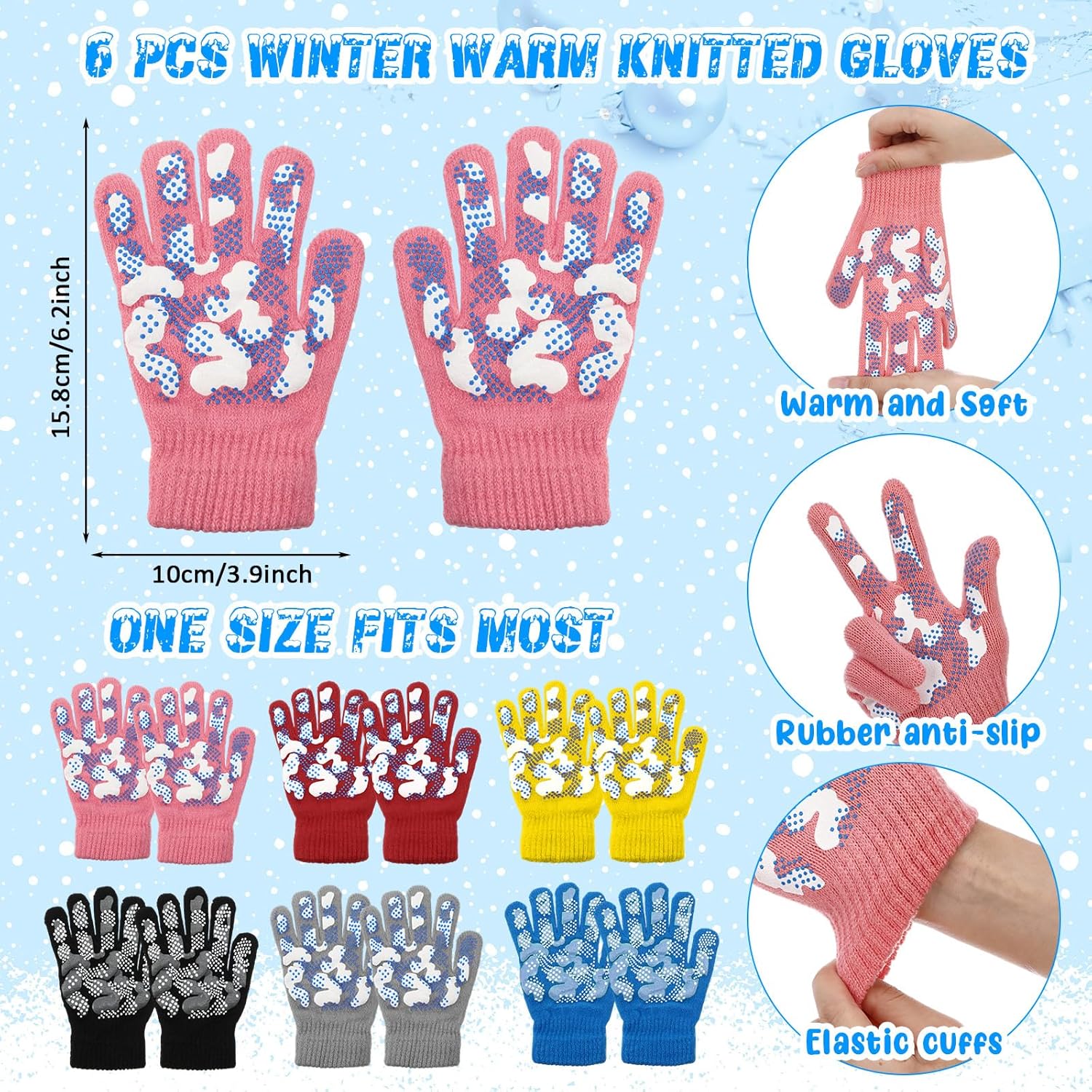 JaGely 20/12 Pcs Kids Beanies Hats Gloves for 5-12 Years Winter Warm Gloves Beanie Hat Stretchy for Boys Girls Homeless Gift - Image 3