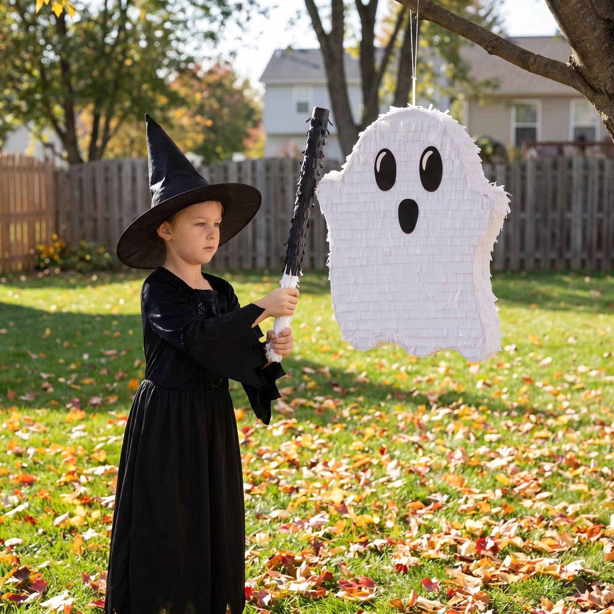 FOMIYES 1 Set de Piñata Fantasma de Halloween Rellena - Divertido Juego de Fiesta Piñata Decoración Colgante - Artículos para Fiesta de Halloween - Rompe con Palo y Venda para los Ojos