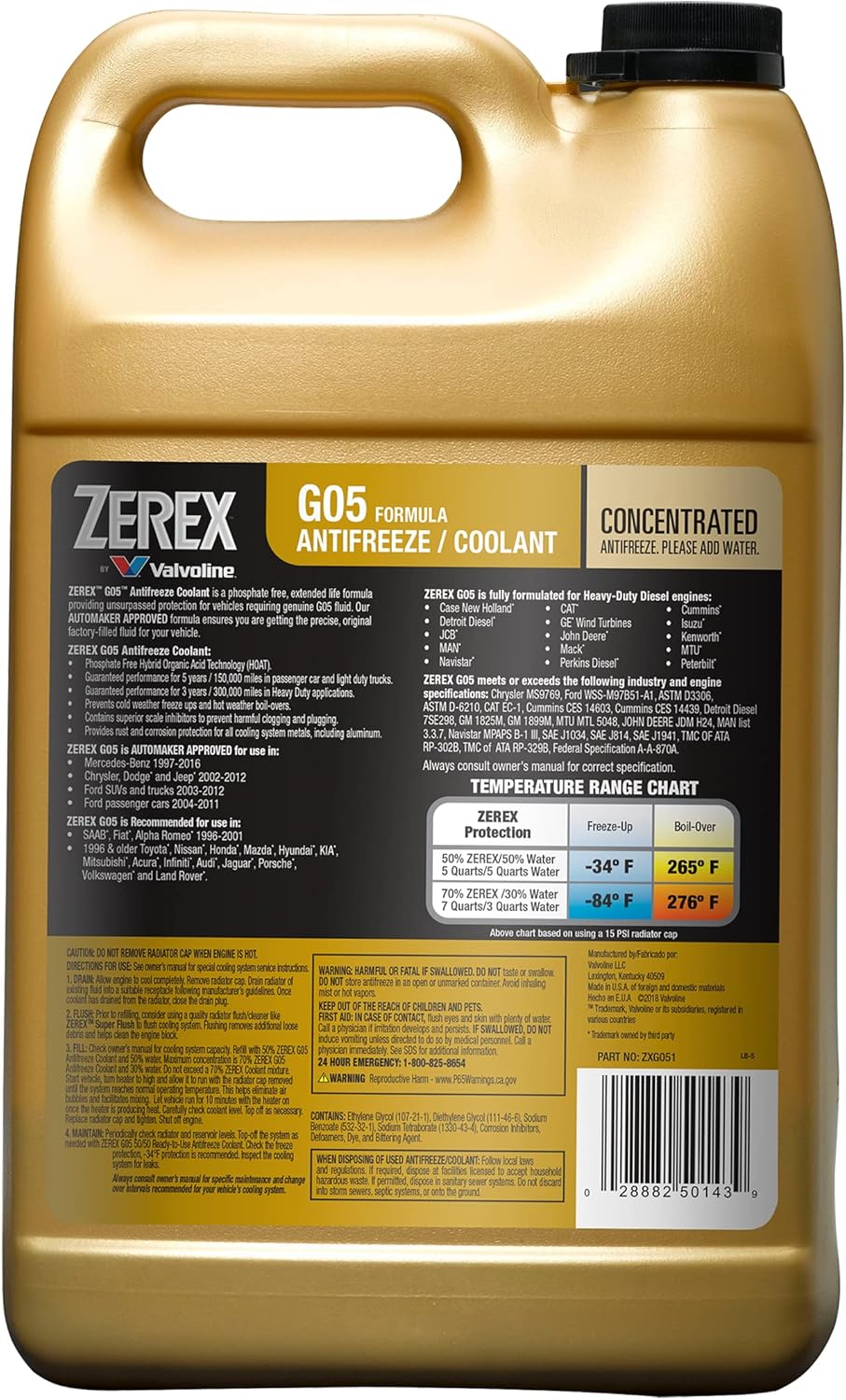 Zerex G05 Phosphate Free Concentrate Antifreeze/Coolant 1 GA : Automotive