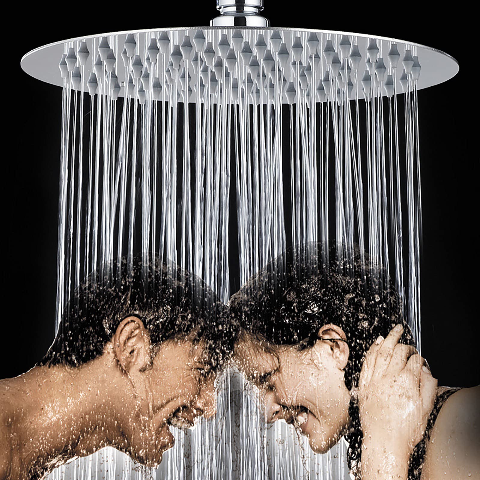 Grande soffione doccia a pioggia da 10", rotondo ad alta pressione, in acciaio inox 304, look moderno e di lusso, universale da parete e soffitto