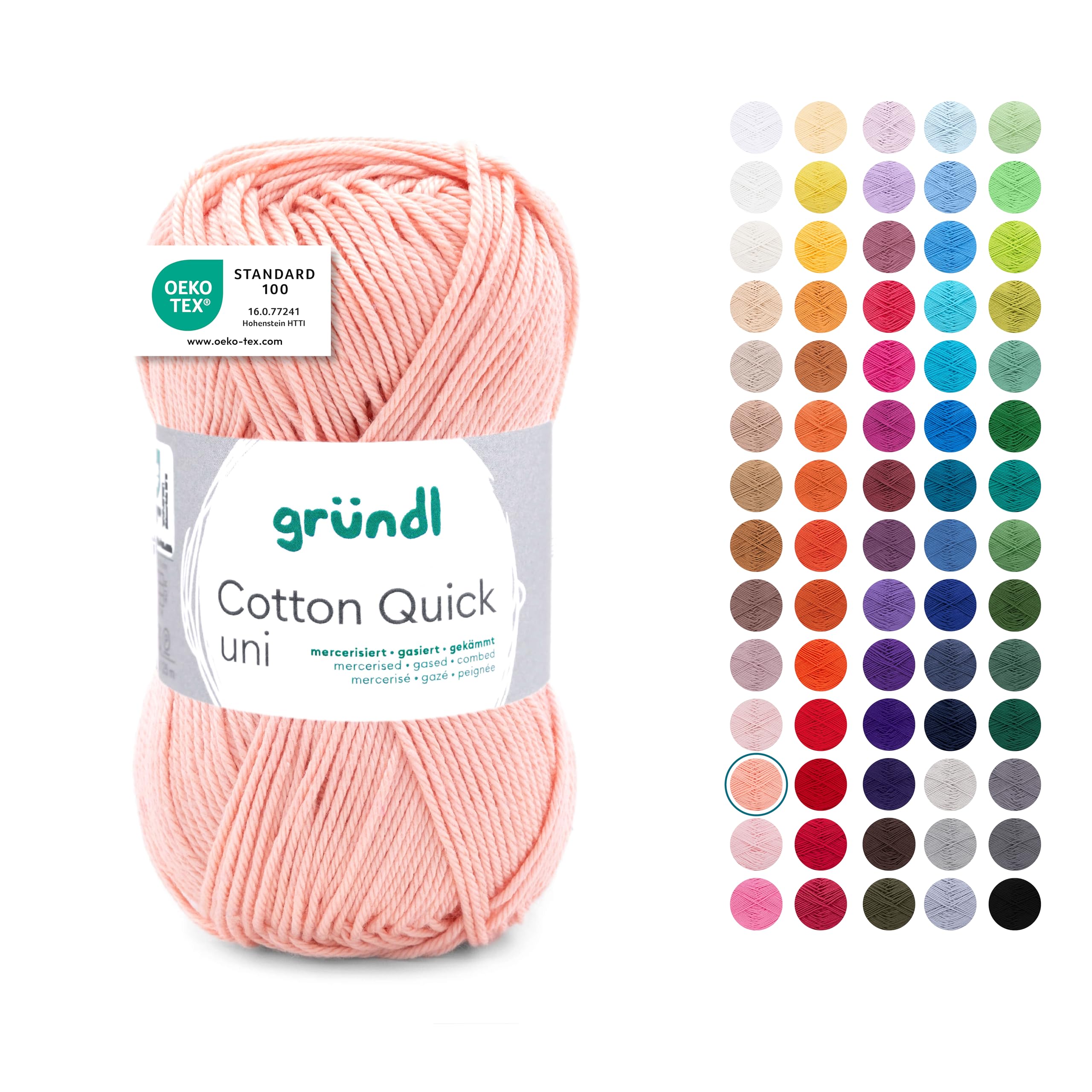 Gründl Wool Cotton Quick Plain Yarn for Knitting & Crocheting 100% Cotton, 1 Ball 50 g/125 m, Crochet Yarn/Knitting Yarn, Apricot