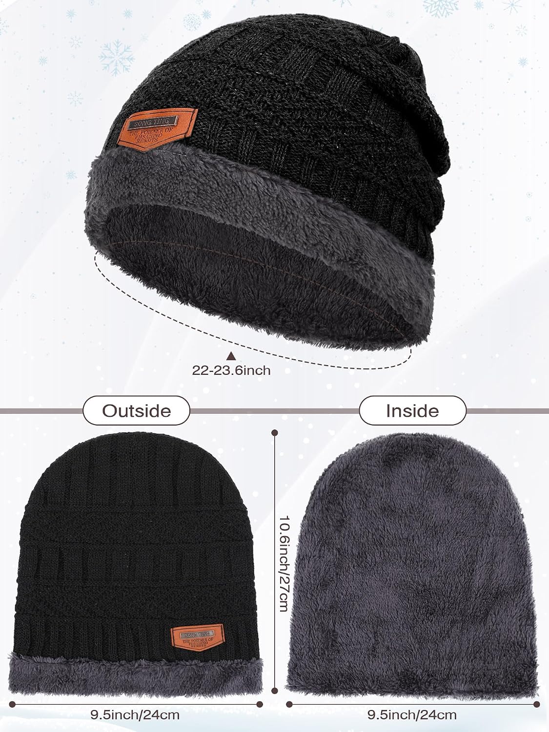 Kigeli 24 Pcs Winter Beanie Bulk for Homeless Donations, Men Fleece Warm Hat Thick Skull Cap Knit Beanie Winter Beanie Hats