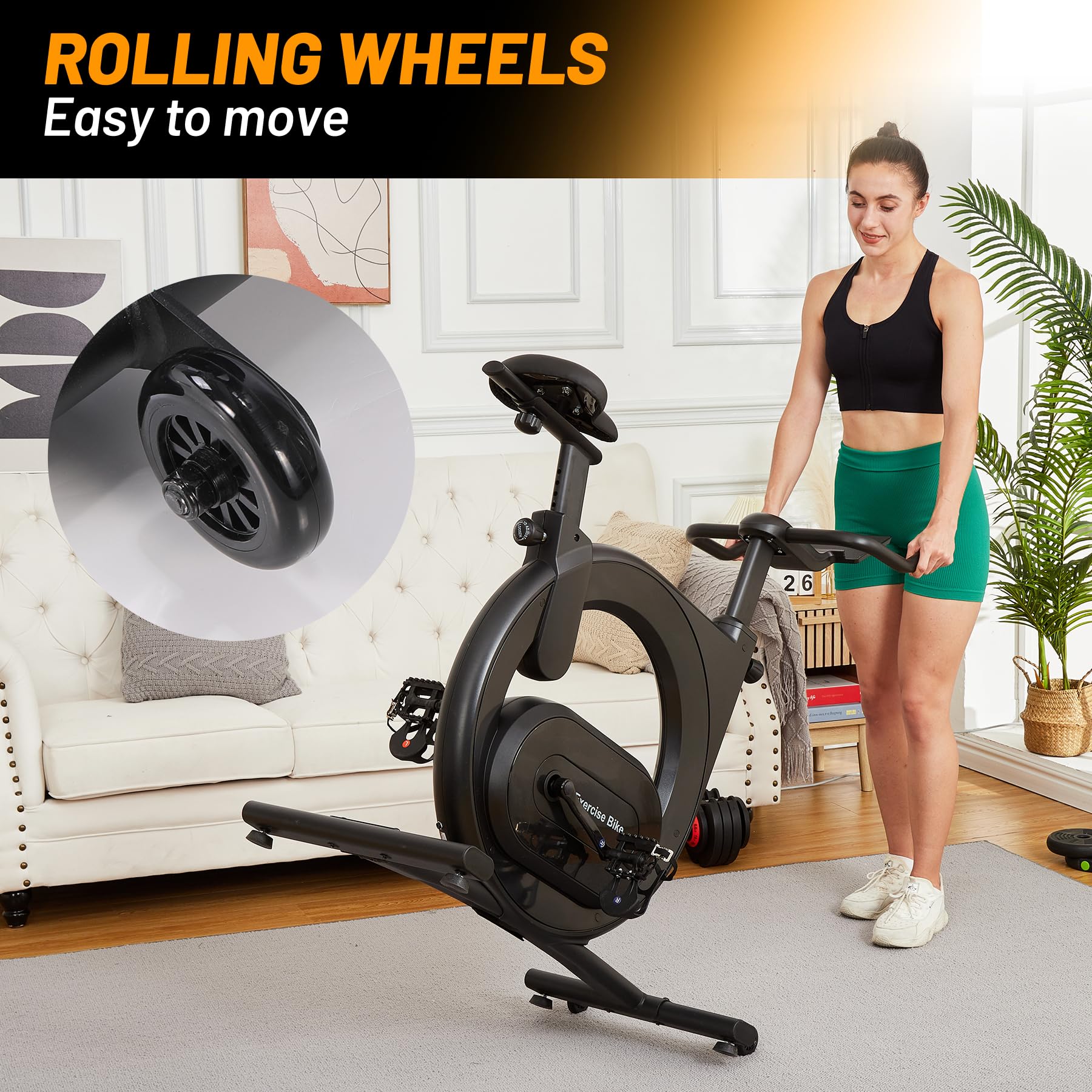 3-in-1 Folding Exercise Bike & Squat Machine - Magnetic Resistance, 300lb Capacity, App Compatible