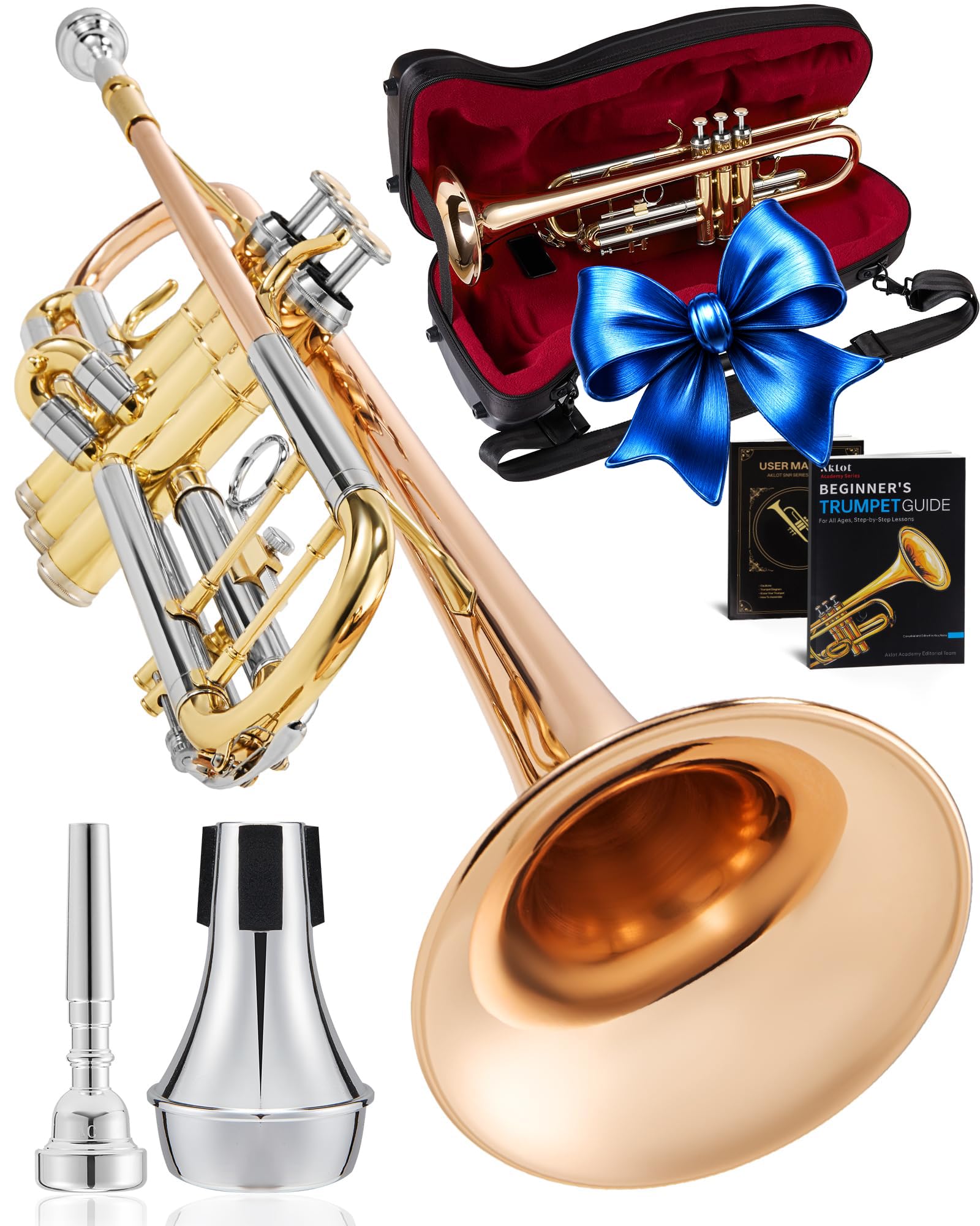 AKLOT Tri-Metallic Artistry Bb Trumpet: Phosphor Bronze Bell, Smooth Monel Valves, Double…