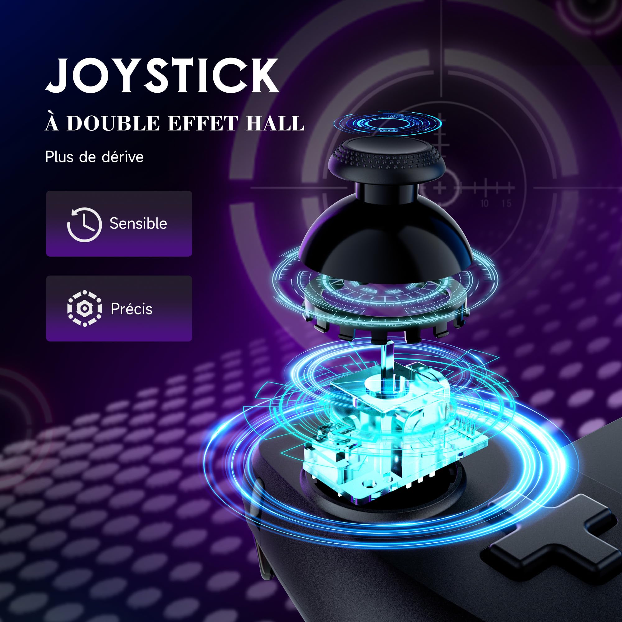 EasySMX M10 Manettes de Jeu pour Téléphone Portable Android & iPhone 15 (USB-C), iPhone 15 Manette Smartphone, Manette Téléphone avec Joysticks/Déclencheur à Effet Hall