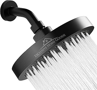 Heatsistence Rainfall Shower Head - 6" High Pressure Shower Heads 2.5 GPM Matte Black Shower Head with Anti-Clog 90 Rubber Jets - 360° Rotation Adjustable Shower Head - Rustproof Bathroom Shower Head