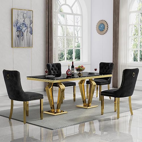 Miniatura 108 de Juego de mesa de comedor de mármol sintético, 7 piezas, juego de mesa de cocina y comedor para 6, mesa de comedor rectangular blanca de 70 pulgadas