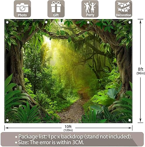 Miniatura 3 de Swepuck Telón de fondo de fotografía de bosque de selva tropical de 10 x 8 pies, paisaje natural, safari, decoración de fiesta para niños y adultos,