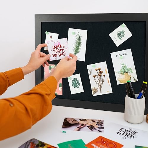 Miniatura 10 de Board2by Tablero de anuncios de corcho blanco con lino, con marco de madera, tablero de corcho de 24 x 18 pulgadas, tablero de oficina para