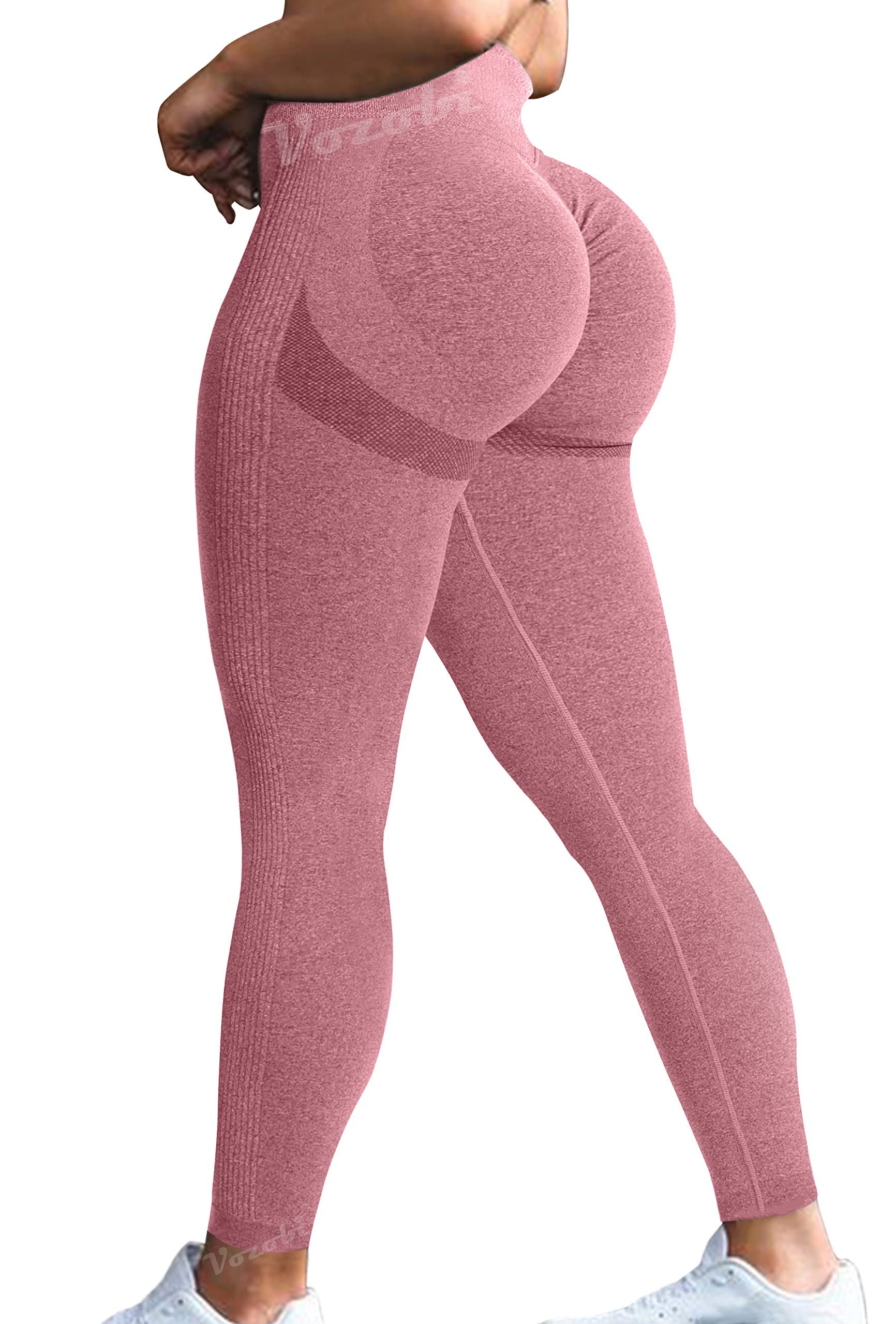 Vozobi Tiktok Trending Leggings Women's High Waist Smile Contour Booty Leggings Scrunch Butt Lift Workout Seamless Yoga Pants — view 54
