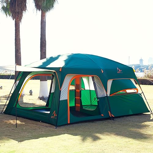 Miniatura 6 de KTT Extra Large Tent 6-10-12-14 Person(A),Family Cabin Tents,2 Rooms,3 Doors and 3 Windows with Mesh,Straight Wall,Waterproof,Double Layer,Big Tent