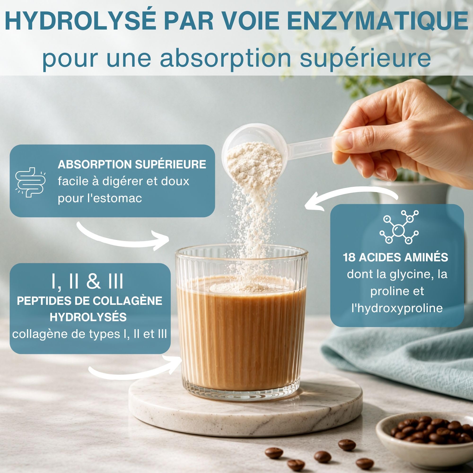 Peptides de Collagène Hydrolysés Avancés, Certifié Nourri 100% à l’Herbe, Poudre de Protéine de Collagène Bovin Aggloméré, Mélange Facile et Goût Neutre, 400 g – par Igennus