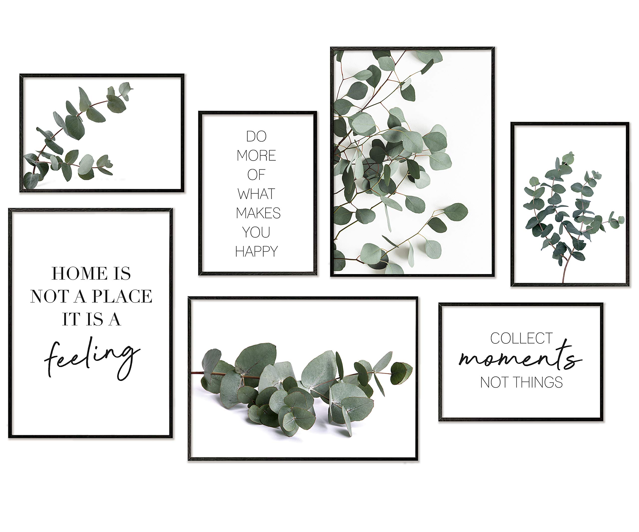 Hyggelig Home Premium Poster Set - Eukalyptus - mit Rahmen schwarz