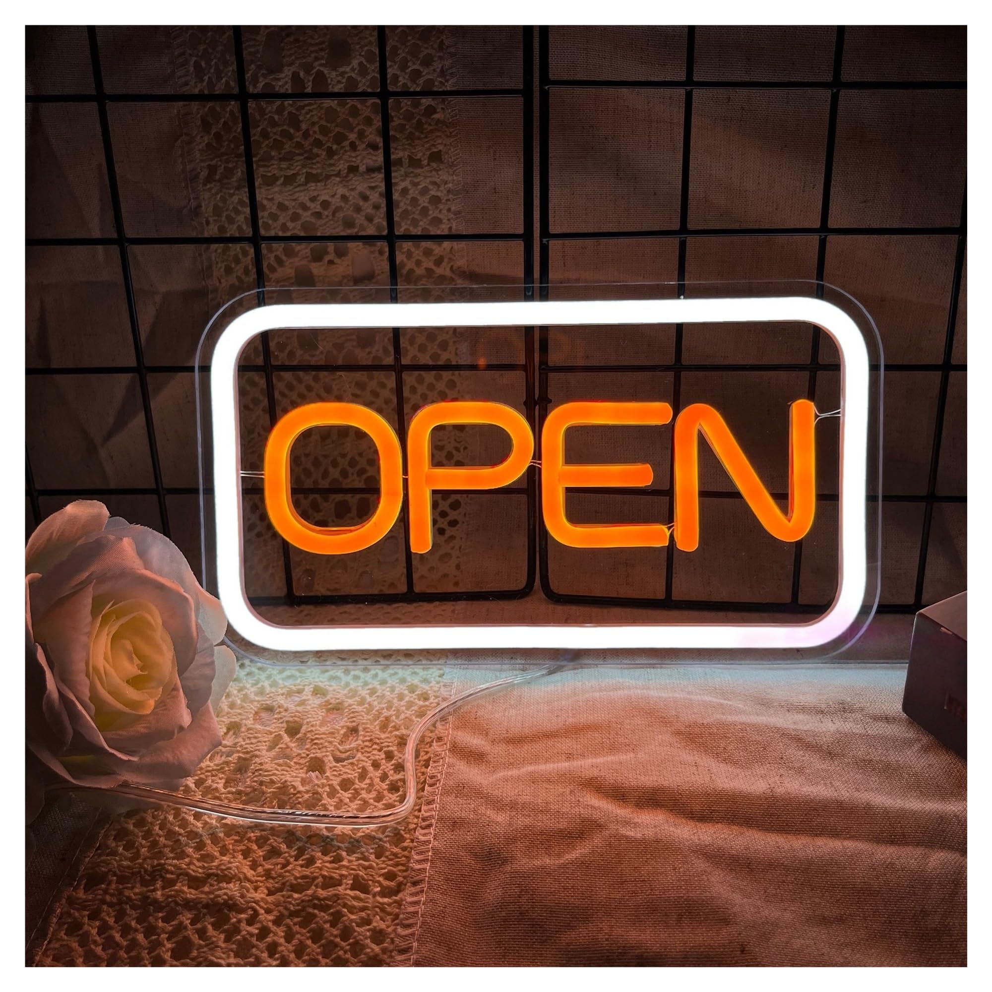 RONGCH Hanging Art Neon Signs Open Neon Sign, Suitable for Restaurant Shop Decor with Brightness Adjustable 30cm