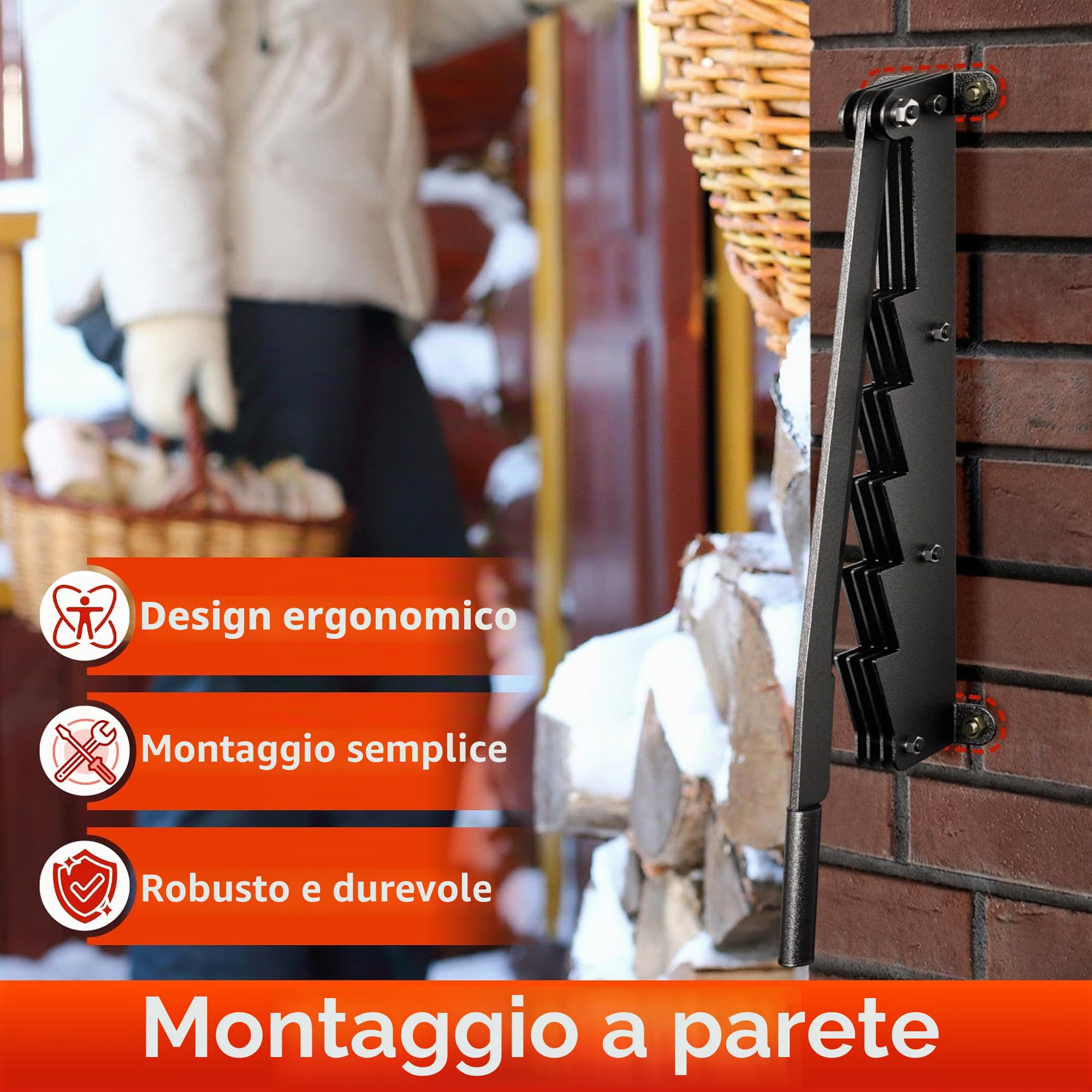 Froadp Spaccalegna manuale da parete in acciaio al carbonio, spaccalegna in legno con guanti antiscivolo e borsa per legna da ardere, strumento per il campeggio
