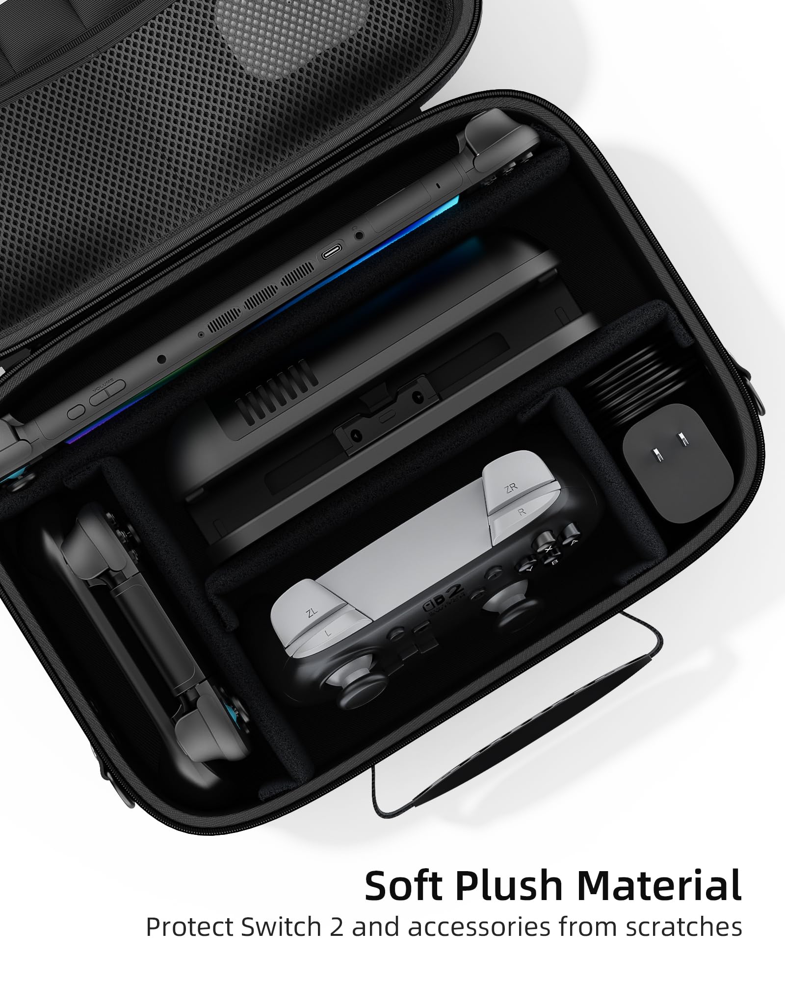 Mozuper Etui Switch 2 do Nintendo Switch 2 (2025), twarda obudowa, miękka podszewka, pełna ochrona, wszystko w jednym, etui podróżne z przegródkami na karty do gier, torba do przenoszenia na kontroler