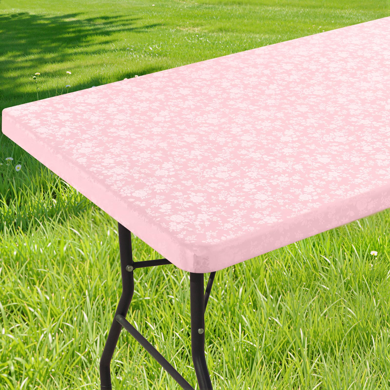 Smiry Heavy Duty Vinyl Fitted Tablecloths for 6 Foot Rectangle Tables