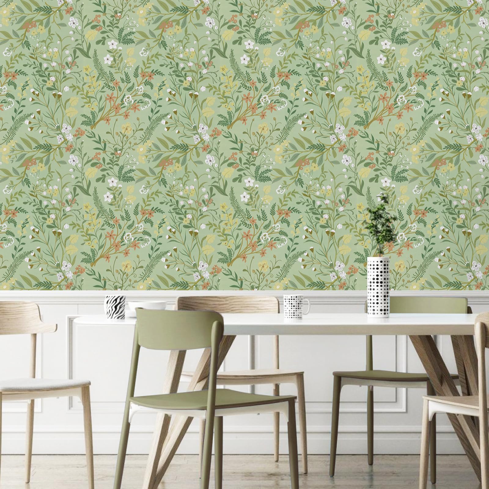 Wallfluent Vinyl Wandpaneel - Bladeren in een symmetrisch patroon PVC Muurpaneel - 50