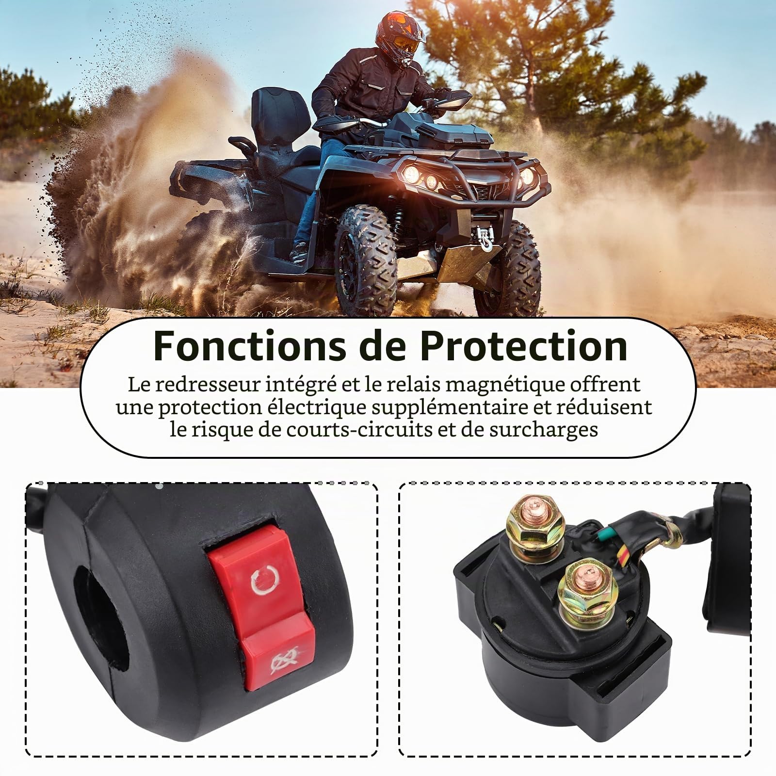 Kit complet de faisceau de câbles pour 50-125 cc ATV/Quad/moto, serrure d'allumage avec clé CDI Bobine d'allumage Relais Régulateur Interrupteur Bougie d'allumage Quad Remplacement pour Dirt Bike