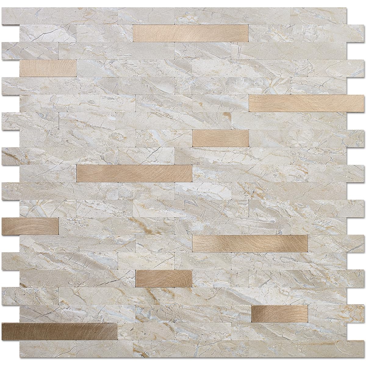 Photo 1 of DICOFUN 10 Sheets Marble Look Peel and Stick Backsplash Wall Tile, PVC Kitchen Backsplash Peel and Stick in Light Brown, 9.4 sq.ft