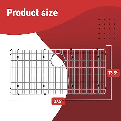 Miniatura 2 de Protectores de fregadero para fregadero de cocina, protector de fregadero de acero inoxidable 27-12" x 13-12" x 1-14", rejilla inferior del fregadero