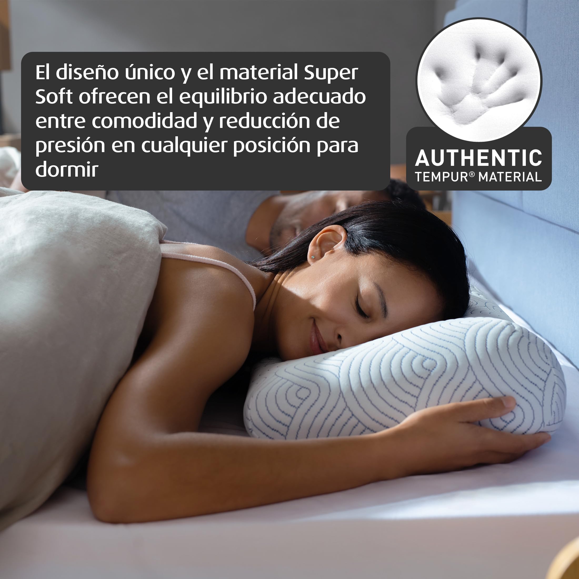 TEMPUR Almohada Ease, sensación Firme, 50 x 31 x 10/5 cm | Almohada cervical ergonómica TEMPUR de espuma viscoelástica compatible con todas las posiciones de descanso.