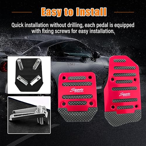 Miniatura 5 de Ziciner 3 almohadillas antideslizantes para pedal de automóvil, caja de cambios manual, cubierta de pedal de freno de gas de aleación de aluminio,