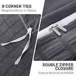 HYMOKEGE Couverture de couettes grises foncée taille Reine, Ultra Doucement 3-Piece Couvercle de couettes Seersucker avec fermeture à glissière, literie en microfibre brossé doux avec 8 Cravates d'angle (90"x90", 2 Oreillers)