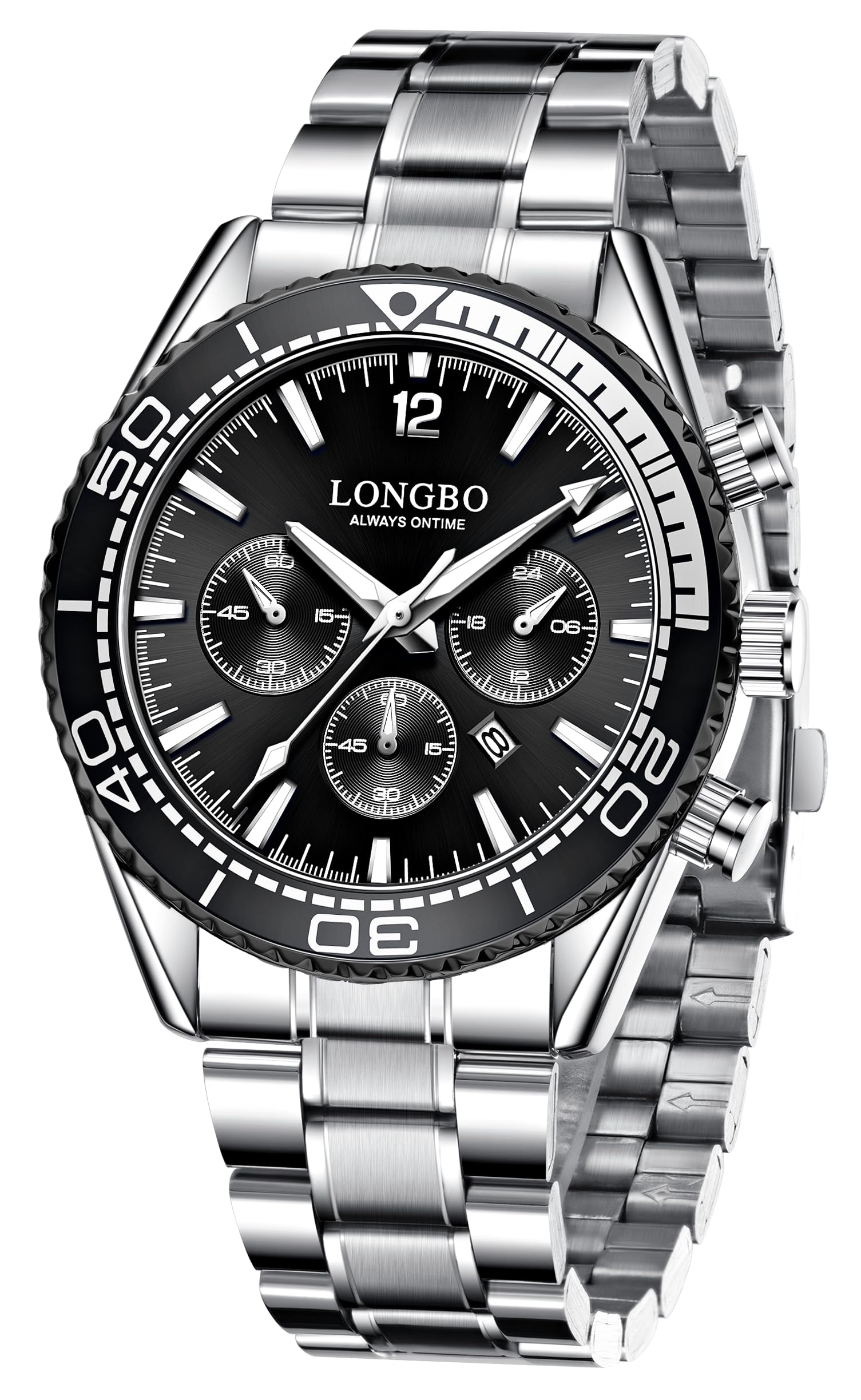 LONGBO Mens Watches Luxury Fashion Casual Dress Waterproof Quartz Wristwatches for Men Stainless Steel Band | Birthday Anniversary Gift for Men (Black-Black) (B0D6W53VP2) Amazon Price History, Amazon Price Tracker