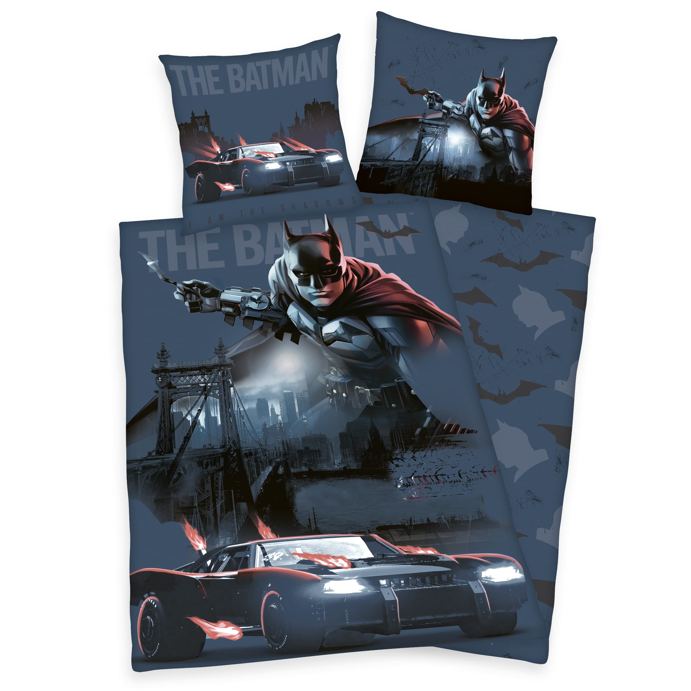 Ropa de cama Batman Batmobil de algodón de 135x200 cm con funda para almohada de 80x80 cm